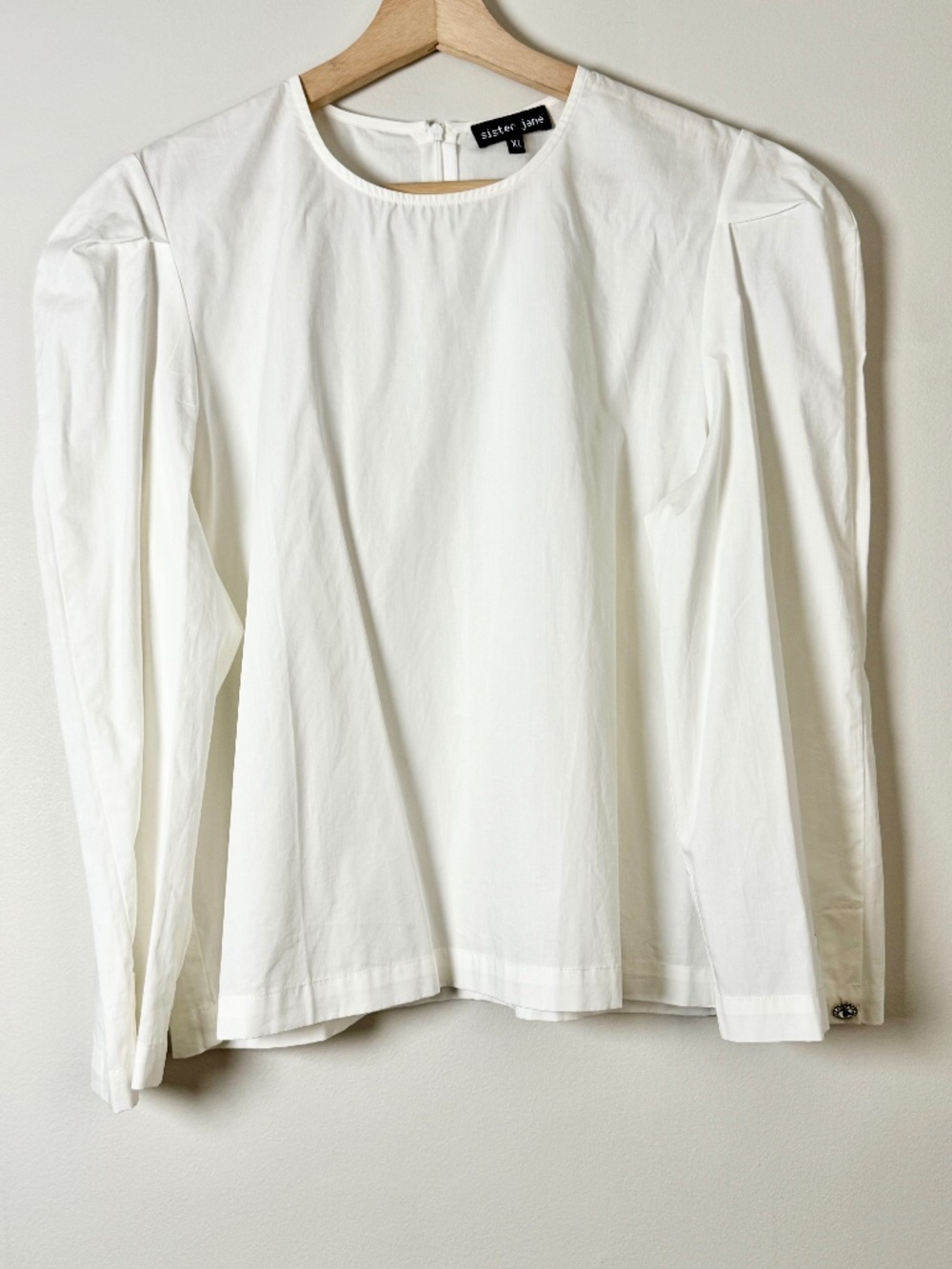 Sister Jane White Cotton Puff Sleeve Bee Embroidered Blouse Top Sz XL